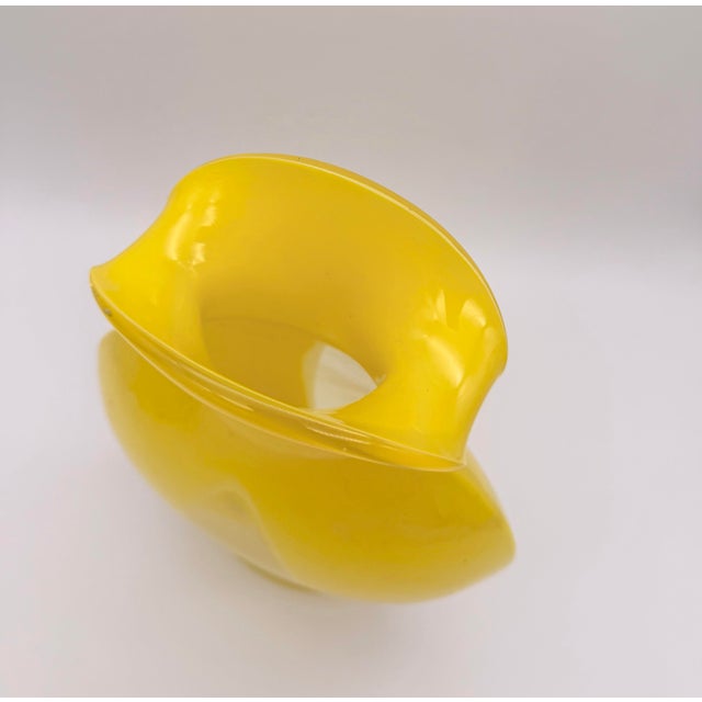 Vintage Hand-Blown Canary Yellow Art Glass Vase – Sculptural Studio Piece For Sale - Image 4 of 5