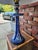 Antique Delft Candlestick Lamp With Navy Silk Shade For Sale In New York - Image 6 of 12