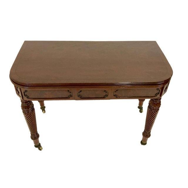 Folding Table with Ingenious Folding Extension Mechanism in Hand-Polished Shellac For Sale - Image 4 of 12