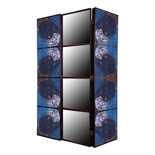 Room Divider with Design and Mirror by Pietro Meccani for Meccani Design For Sale