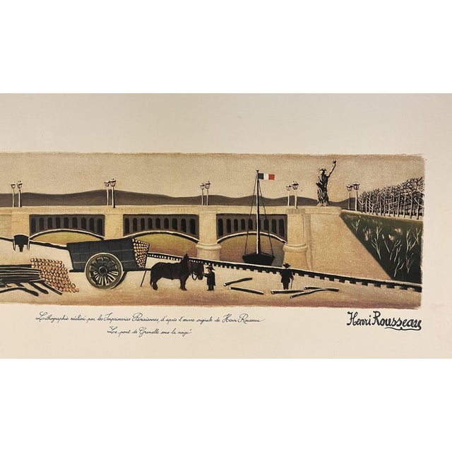 Modern Le Douanier Rousseau, Pont De Grenelle Sous La Neige, Lithograph For Sale - Image 3 of 4