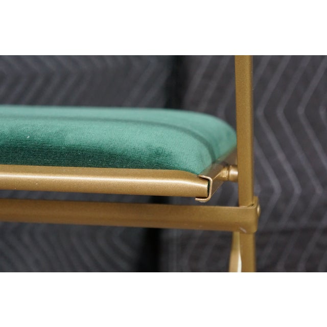 Mid 20th Century A. Fritz + Co Mid Century Gold Frame & Green Velvet Metal Folding Chairs Modern For Sale - Image 15 of 16