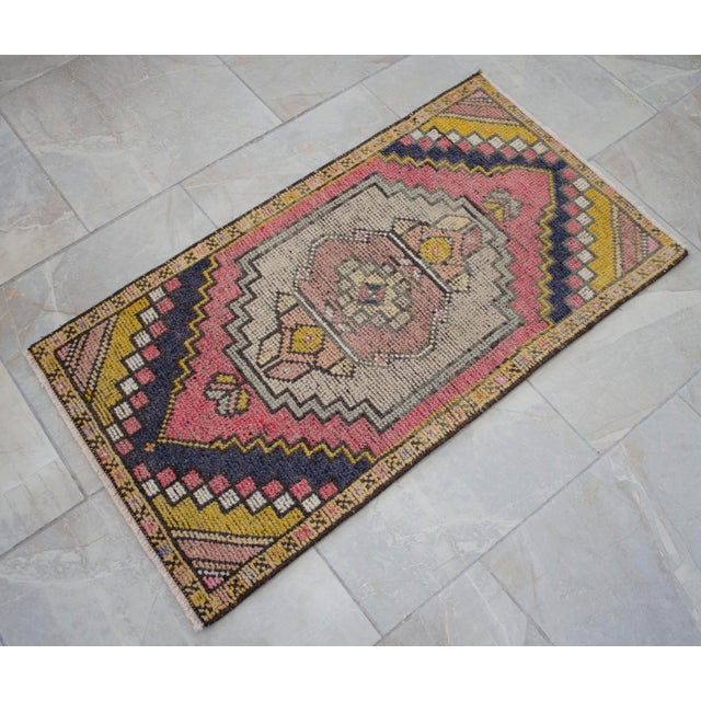 Hand Knotted Door Mat, Entryway Rug, Bath Mat, Kitchen Decor, Small Rug, Turkish Rug - 1′8″ × 3′1″ For Sale - Image 12 of 15