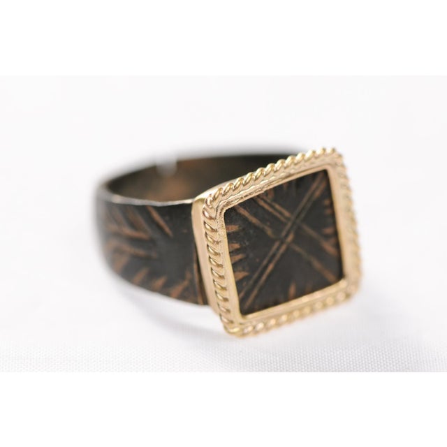 Metal Byzantine Bronze Ring W/ 21k Gold Rope Trim, Size 6.75 For Sale - Image 7 of 13