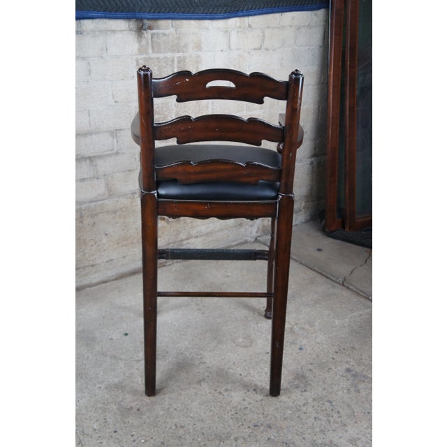 Late 20th Century Late 20th Century Maitland-Smith Country French Mahogany & Leather Hunt Club Ladderback Bar Stool For Sale - Image 5 of 12