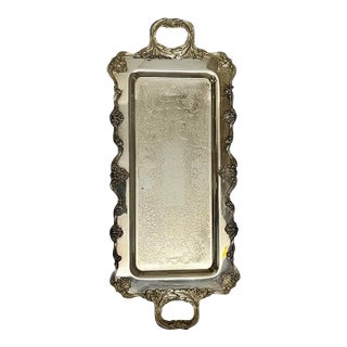 Vintage 27" W. & S. Blackinton Ornate Silverplated Handled & Footed Serving Tray For Sale
