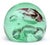 Glass Murano Red Purple Gold Leaf Fish Large Bubbles Italian Art Glass Green Uv Reactive Paperweight, Cenedese Barbini For Sale - Image 7 of 9
