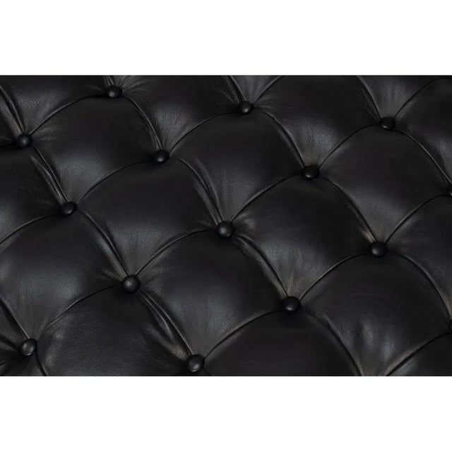 Black Modern Black Leather Cocktail Ottoman For Sale - Image 8 of 15