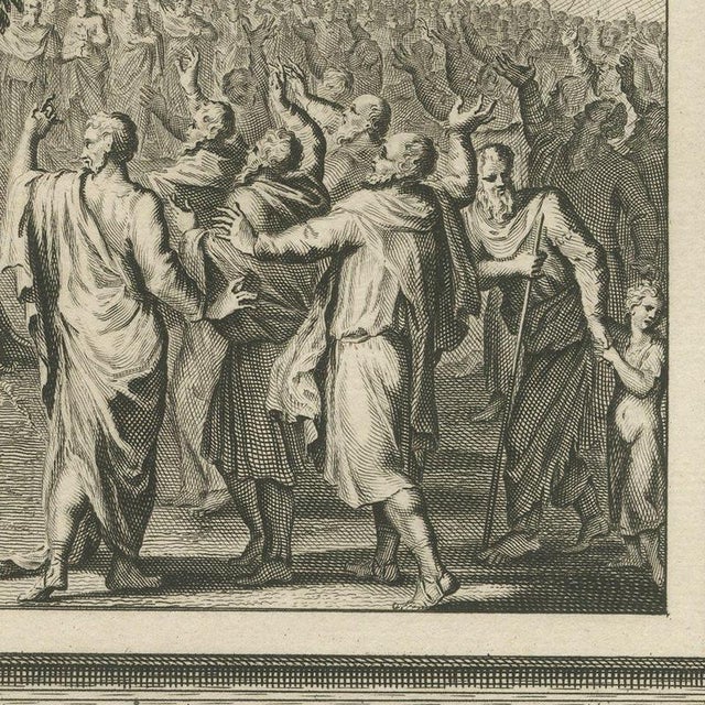 Pieter Mortier, The Altar of Witness and Joshua Renews the Covenant, 1700, Engraving For Sale - Image 4 of 12