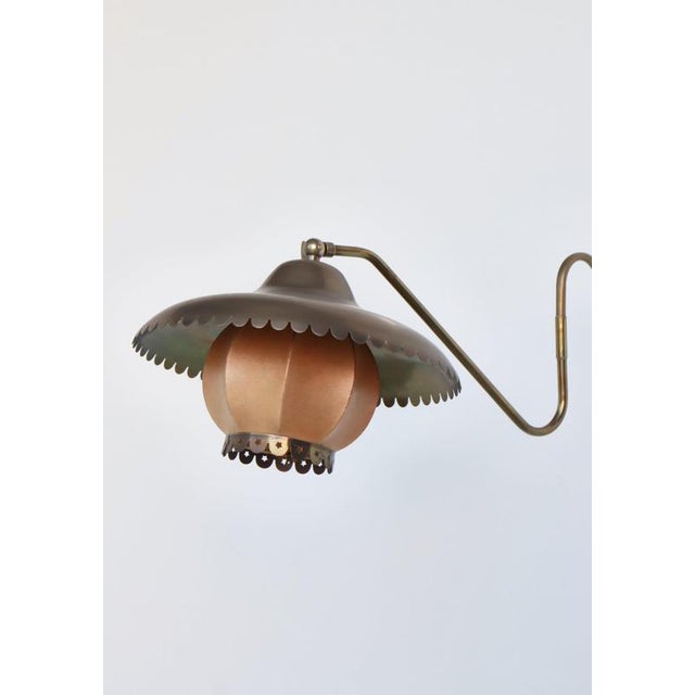 Adjustable Brass Swing Lamp attributed to Bent Karlby for Lyfa, Denmark, 1940s For Sale - Image 3 of 16