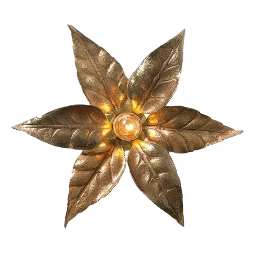 Brass Flowers Wall Light from Willy Daro, 1970s For Sale