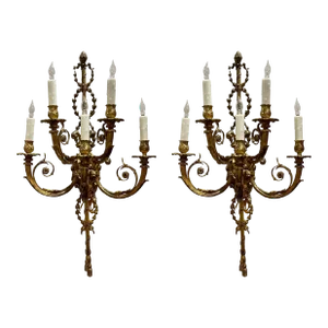 Pair of 19th Century French Louis XVI Style Gilt Bronze Wall Sconces