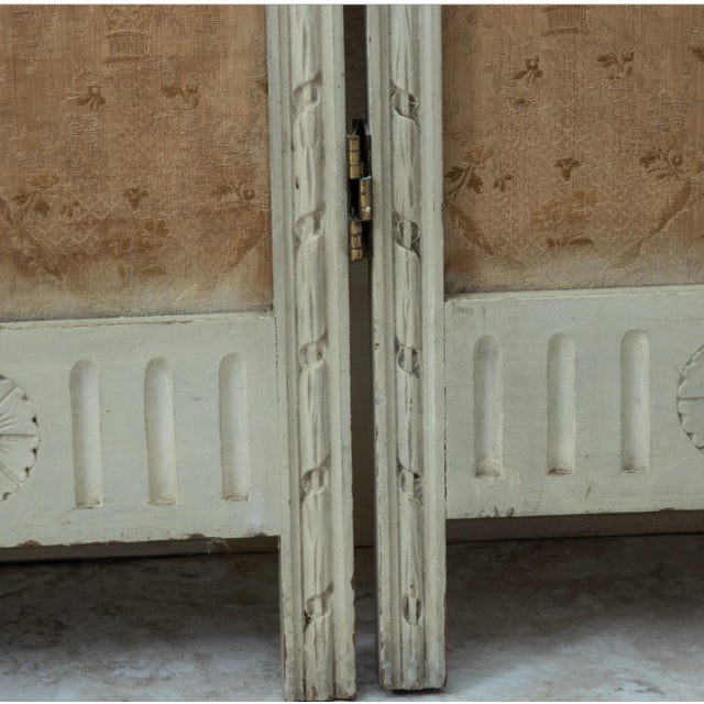 White Antique French Hand Painted Carved French Louis XVI Partition or Screen For Sale - Image 8 of 11
