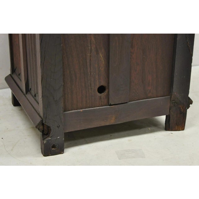Antique Gothic Renaissance Revival Oak Figural Carved Low Cabinet Side Table For Sale - Image 10 of 12