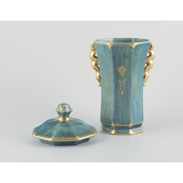 Large Octagonal Lidded Vase by Josef Ekberg for Gustavsberg, 1940s For Sale - Image 3 of 8