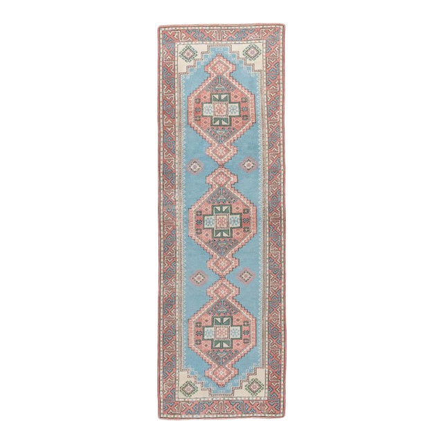 Vintage Blue Turkish Runner Rug 3 X9 Chairish