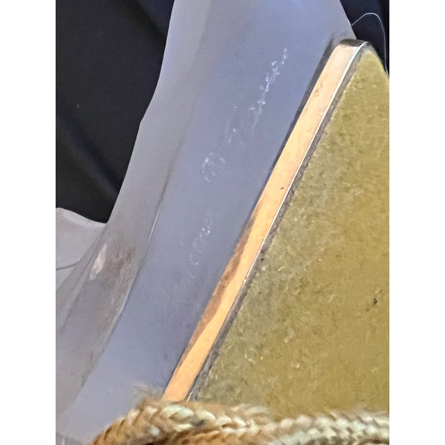 Rare Vintage 1970's Lalique France Frosted Crystal Olympia Table Lamp For Sale In Atlanta - Image 6 of 11