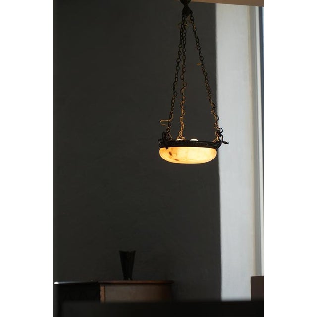Art Nouveau Alabaster Pendant Lamp, Denmark, 1900s For Sale - Image 4 of 12