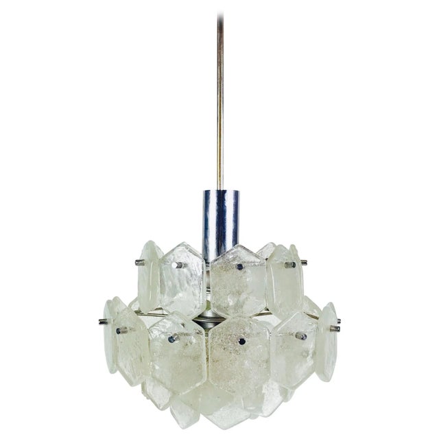 1960s Mid-Century Four-Tiered Kalmar Ice Glass Chandelier For Sale - Image 11 of 11