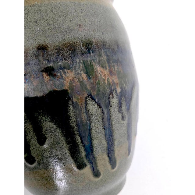 1980s Studio Pottery Drip-Glazed Stoneware Vase For Sale - Image 9 of 11