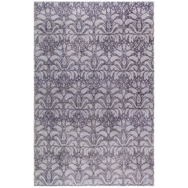 Art Nouveau Arabesque Dark Gray Art-Style Rug "Lilac Arabesque" For Sale