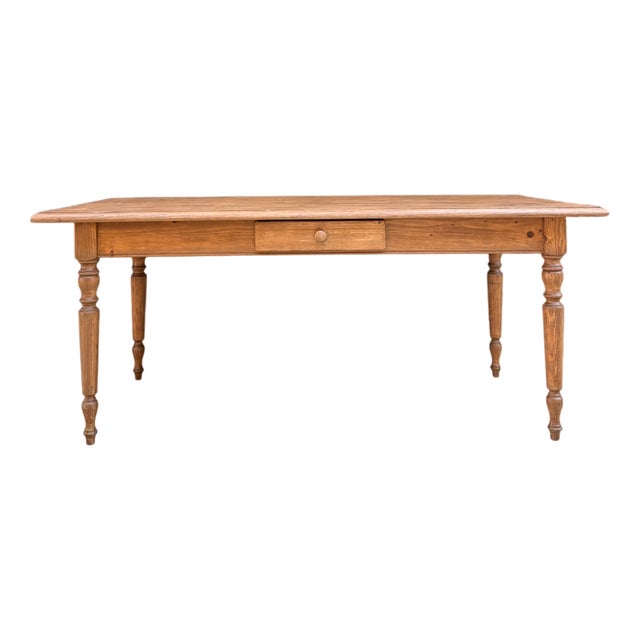 Farmhouse Table with Turned Legs, 1960s For Sale