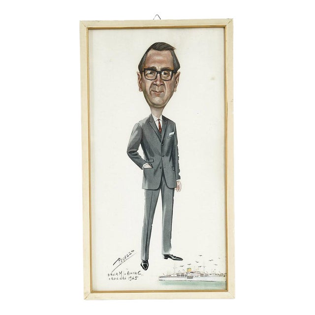 Regazzo, Caricature, 1965, Ink on Paper For Sale