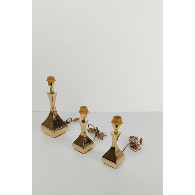 Vintage Italian Brass Table Lamps, 1970s, Set of 3 For Sale - Image 12 of 18