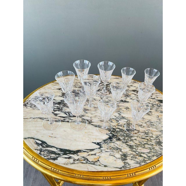 20th Century Crystal Glassware Service with Cerdagne Pattern from Saint Louis, Set of 12 For Sale - Image 3 of 10