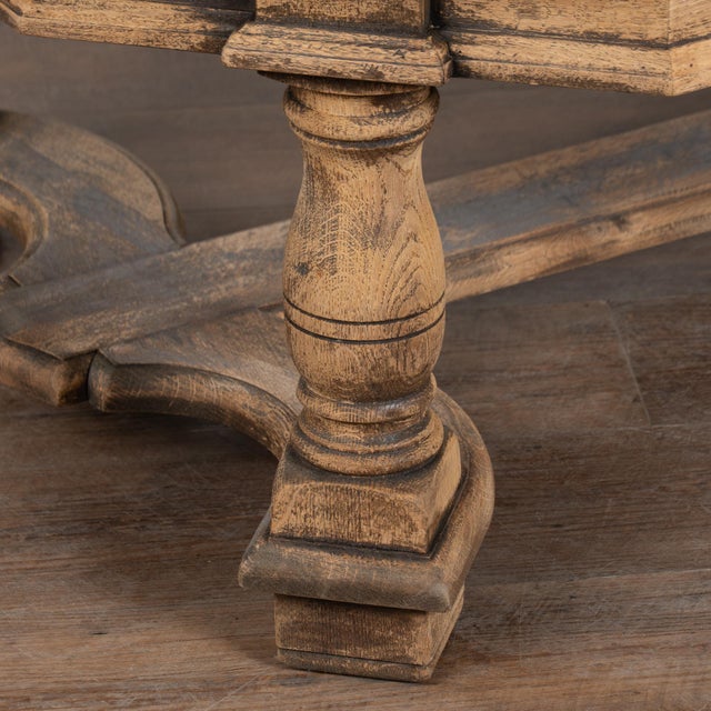 20th Century French Bleached Oak Coffee Table With Trestle Base For Sale - Image 11 of 12