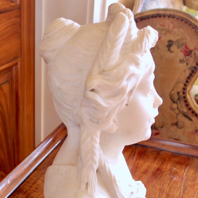 White Marble Sculpture Bust of a Girl as Ceres For Sale - Image 8 of 12