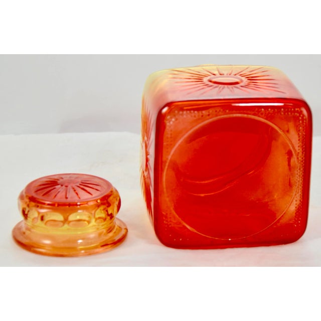 Amber to Red Ombré Glass Lidded Jar For Sale - Image 4 of 5