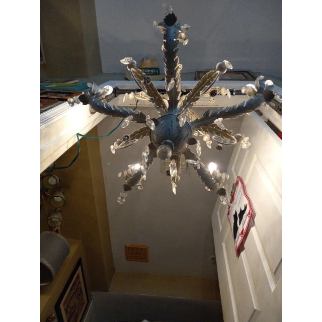 1970's Hollywood Regency Large Patinated Iron Palm Tree Chandelier Attrib. Hans Kogl For Sale In Miami - Image 6 of 13