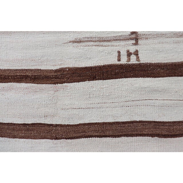 Flat-Weave Kilim Vintage Gallery Rug From Turkey With Horizontal Stripes For Sale - Image 11 of 14