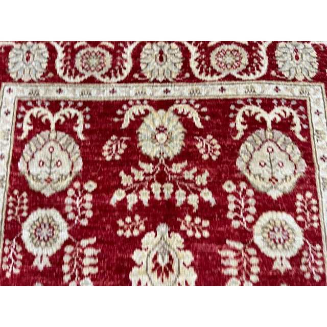 Beige Red & Beige Persian-Style Floral Wool Rug, Natural Dyes, 3'4" X 4'11" For Sale - Image 8 of 16
