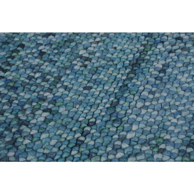 Rug & Kilim Rug & Kilim’s Contemporary Gift-Sized Rug in Ocean Blue Hues For Sale - Image 4 of 5