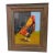 1970s Vintage Folk Art Impressionist Style Painting of a Rooster in a Rustic Wooden Frame For Sale