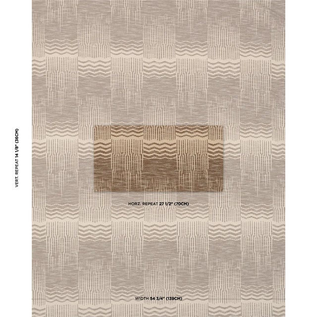 A combination of smooth satin weave and chunky chenille yarns accentuates this handsome Art Deco–inspired geometric fabric...