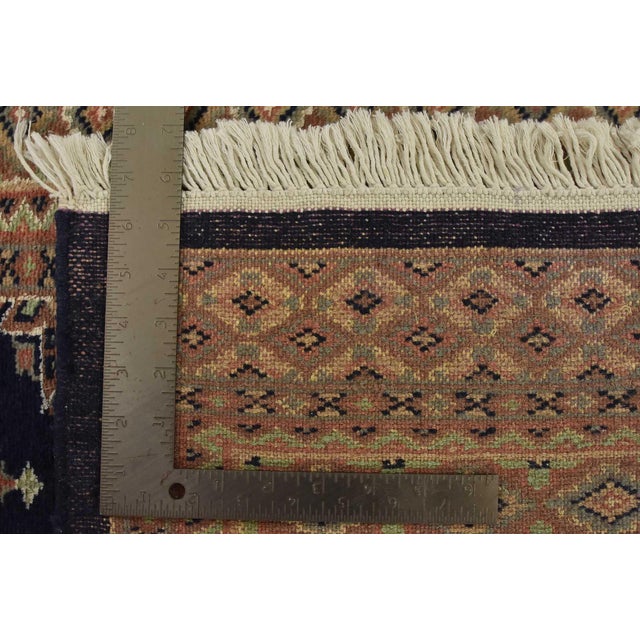 Bokhara Jaldar Rug 4’2” X 6’2” Blue Wool Tribal Hand-Knotted Oriental Carpet For Sale - Image 12 of 12