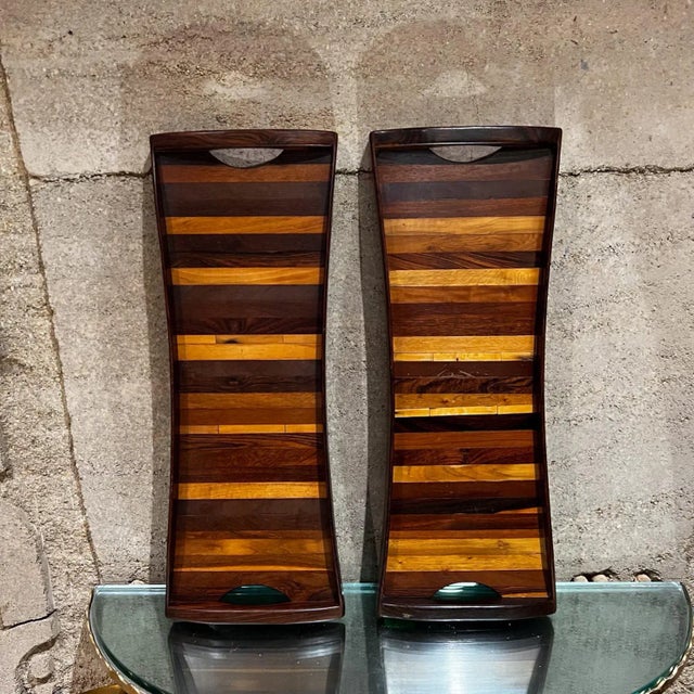 Brown 1970s Don Shoemaker Service Tray Exotic Wood Señal Mexico Mid-Century Modern For Sale - Image 8 of 10