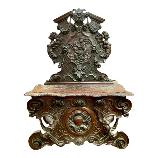 Gothic Bench Hand Carved by W.B. Moses & Sons, Washington DC, 1858-1937 For Sale