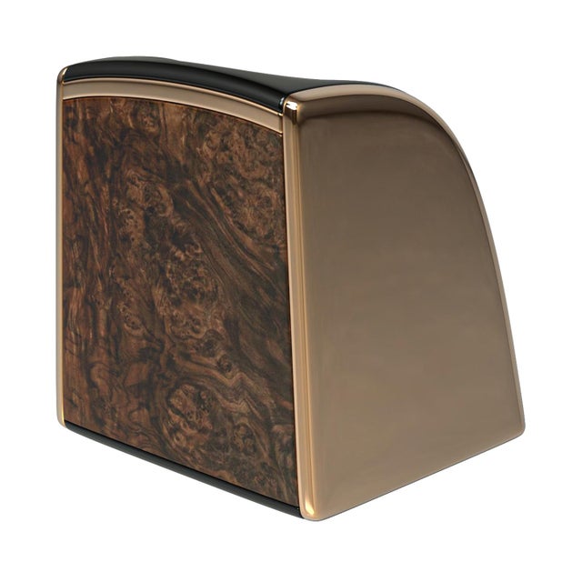 Black "Falce" Ice Bucket With Bronze, Stainless Steel, Walnut, Handmade For Sale - Image 8 of 9