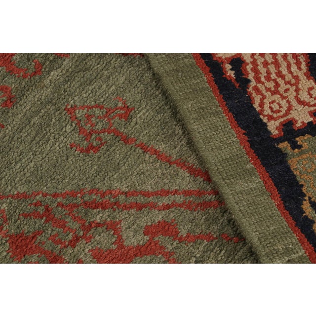 Textile Rug & Kilim’s Traditional Geometric Green and Red Wool Custom Runner – “Cortez” For Sale - Image 7 of 7