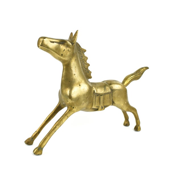 Unique gold solid bras horse figurine, It is a prefect piece to add to your brass menagerie collection, nursery décor, or...