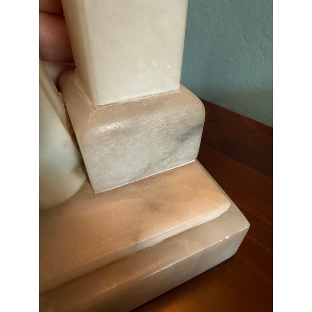1930s Alabaster Carved Figural Table Lamp For Sale - Image 12 of 17