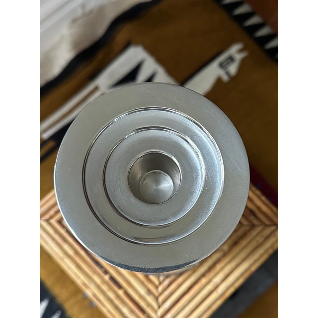 Vintage 8” Leather and Silverplate Ralph Lauren Style Candleholder For Sale - Image 10 of 18