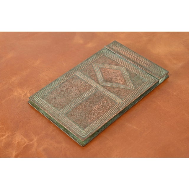 Art Deco Tiffany Studios New York Graduate Pattern Bronze Notepad Holder For Sale - Image 3 of 12