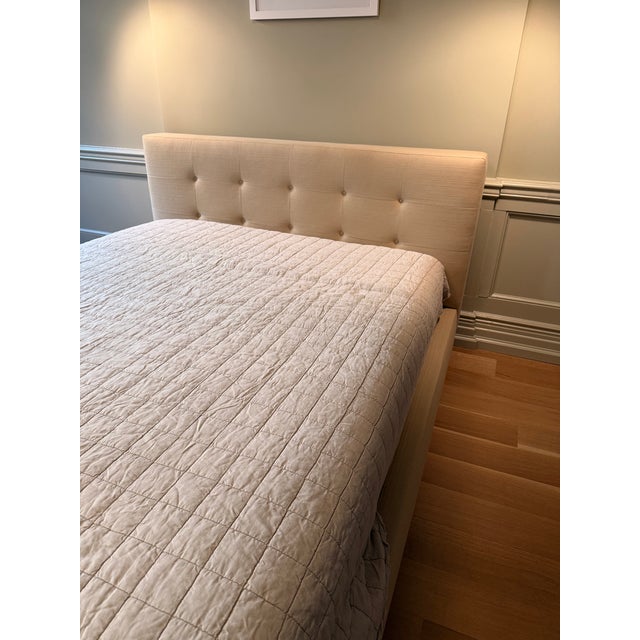Queen Upholstered Bed Frame and Headboard For Sale In New York - Image 6 of 8