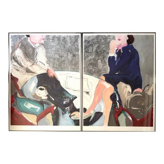 Matthew Johnston “Working Man / Working Woman” Mixed-Media Diptych, 1993 For Sale
