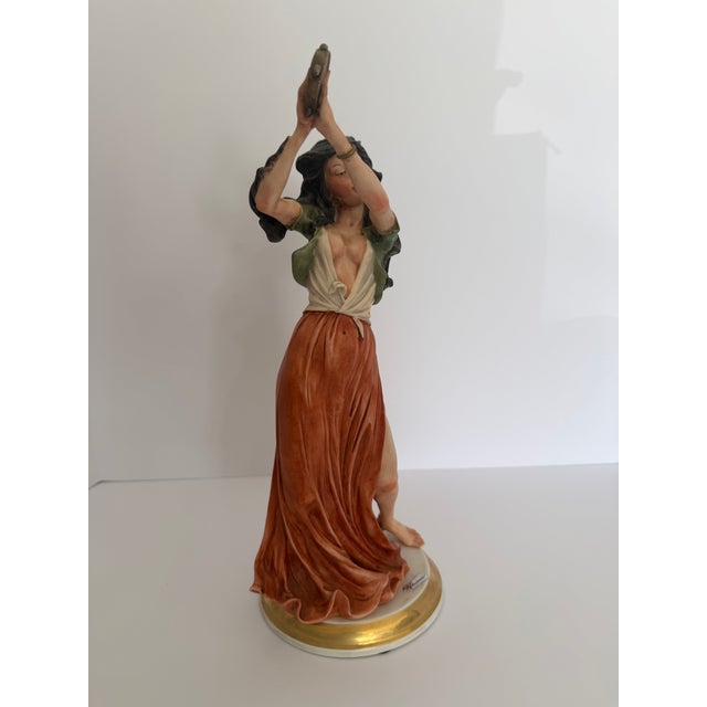 Ceramic Vintage European Tambourine Dancer Figurine Sculpture For Sale - Image 7 of 9